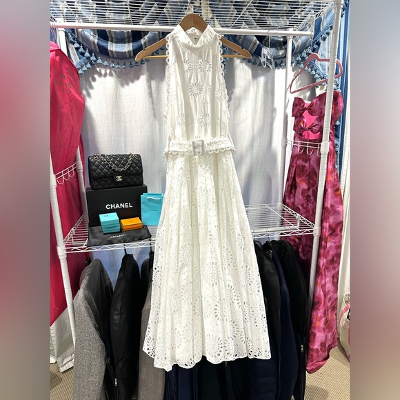 NEW ZARA WHITE LONG EMBROIDERED OPENWORK EYELET DRESS SIZE M 2292/974 RARE - Picture 4 of 9